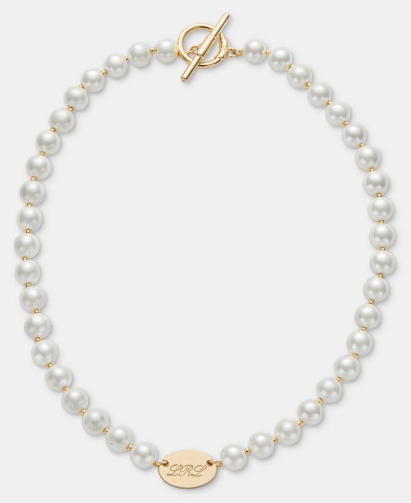 Imitation Pearl Logo 16" Collar Necklace