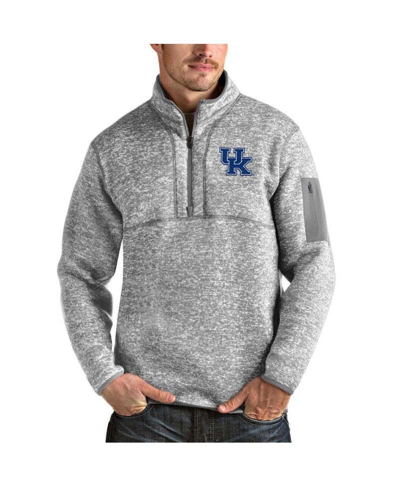 Men's Heathered Gray Kentucky Wildcats Fortune Half-Zip Pullover Jacket