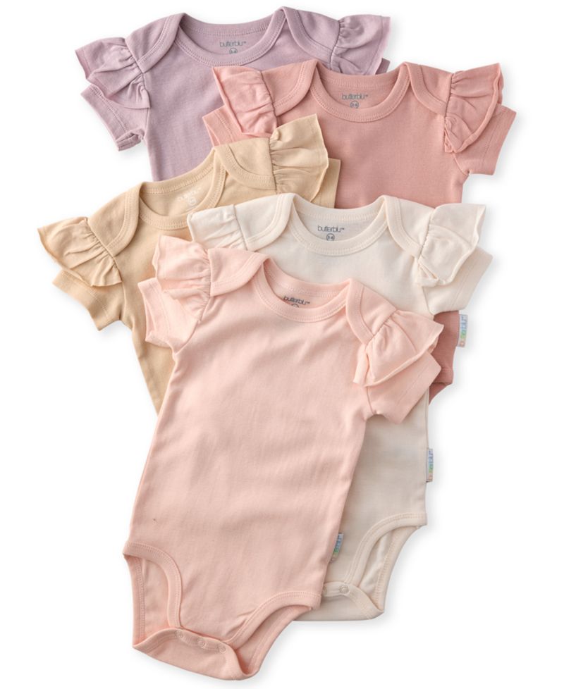 Baby Girls' Short-Sleeve Bodysuits, 5-Pack