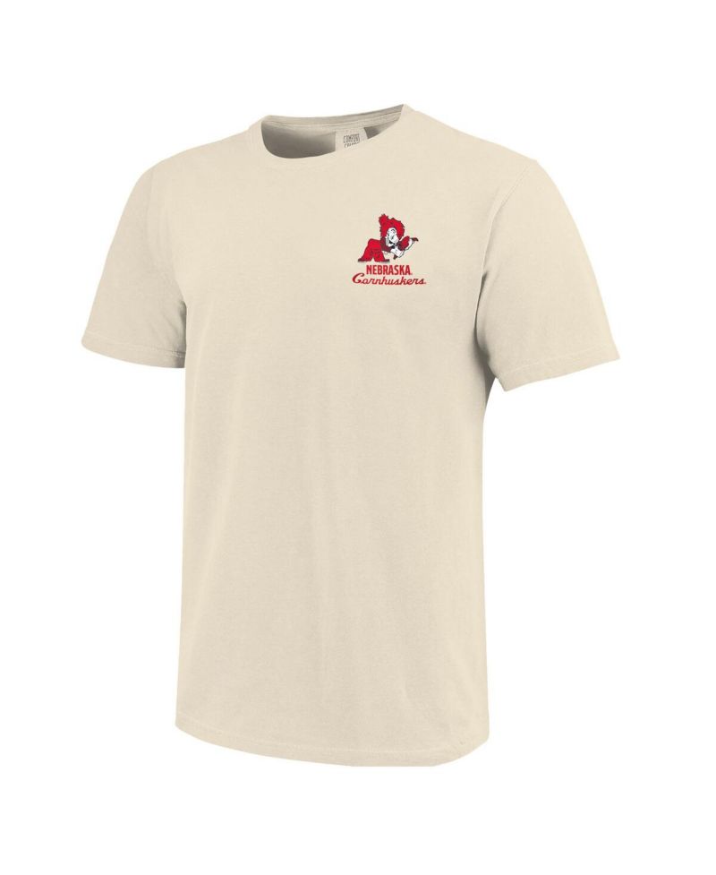 Men's Cream Nebraska Huskers Comfort Colors Mascot Overlay T-Shirt