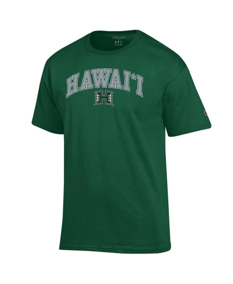 Men's Green Hawaii Rainbow Warriors Arch Over Logo T-Shirt