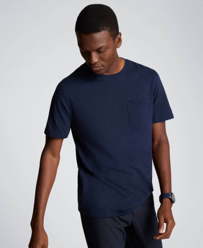 Men's Sport Navy Solid Knit Crewneck T-shirts