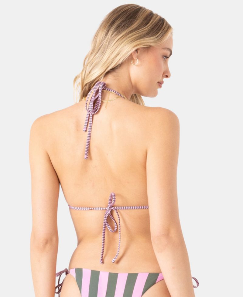 Juniors' Stripe Out Reversible Tiki Triangle and Hipster Bottoms Top