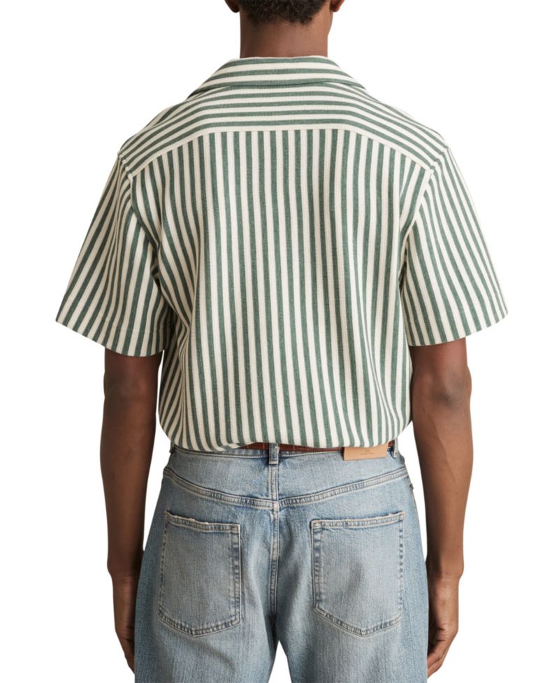 Men's Trig Textured Stripe Cuban-Collar Shirt