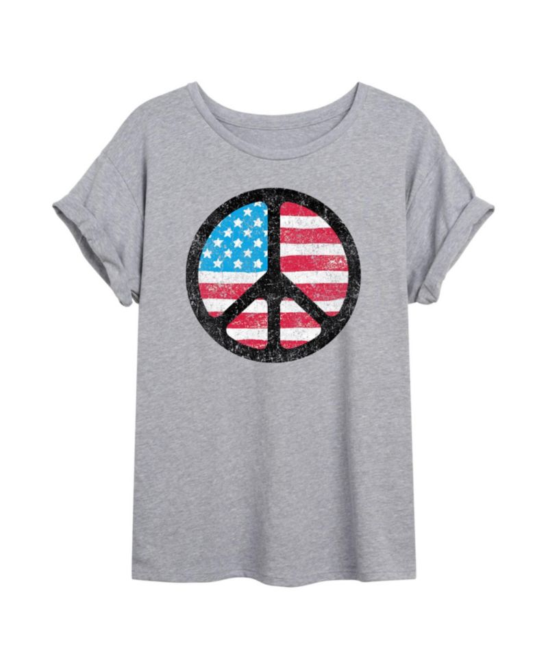 Trendy Juniors Flag Peace Graphic Oversized Tee