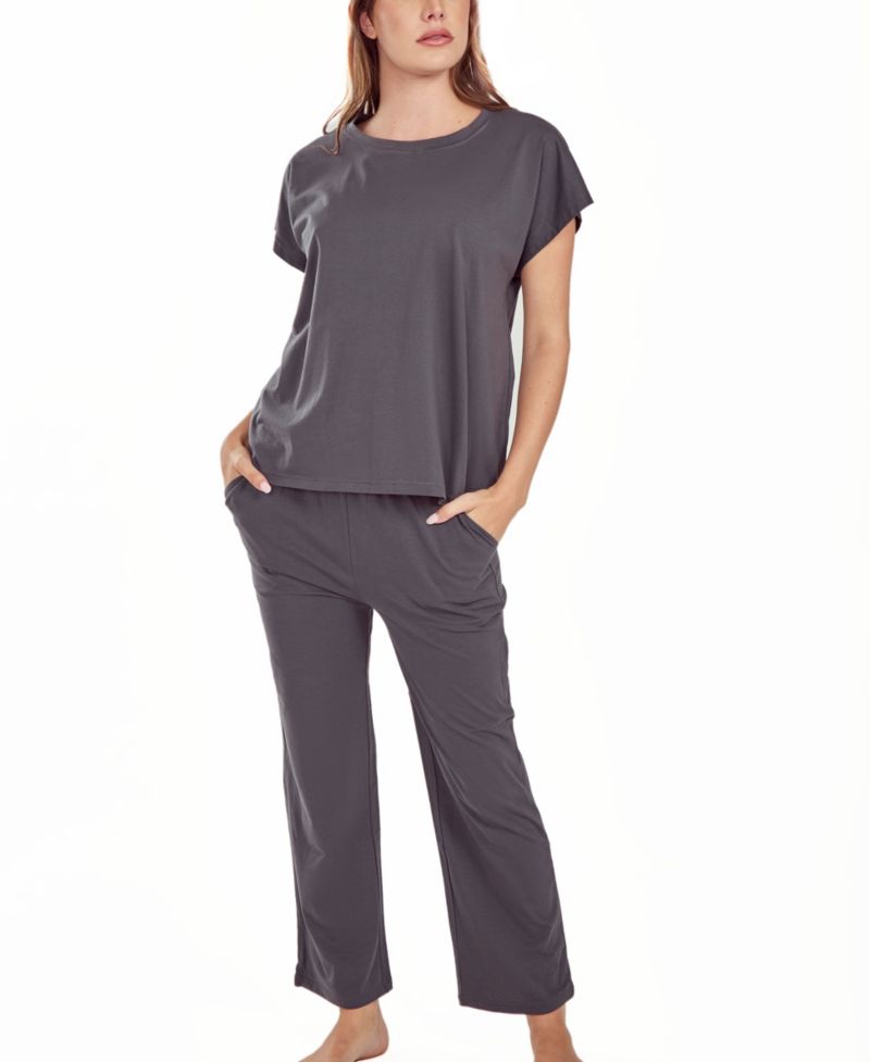 Women's Soft Knit Top and Crop Pant Pajama Set