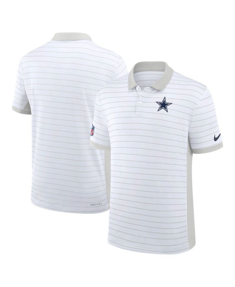Men's White Dallas Cowboys Sideline Victory Stripe Dri-FIT Polo Shirt