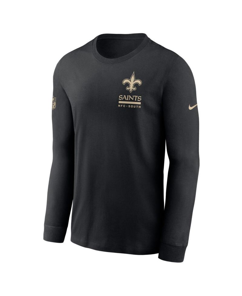 Men's Black New Orleans Saints Sideline Performance Long Sleeve T-Shirt