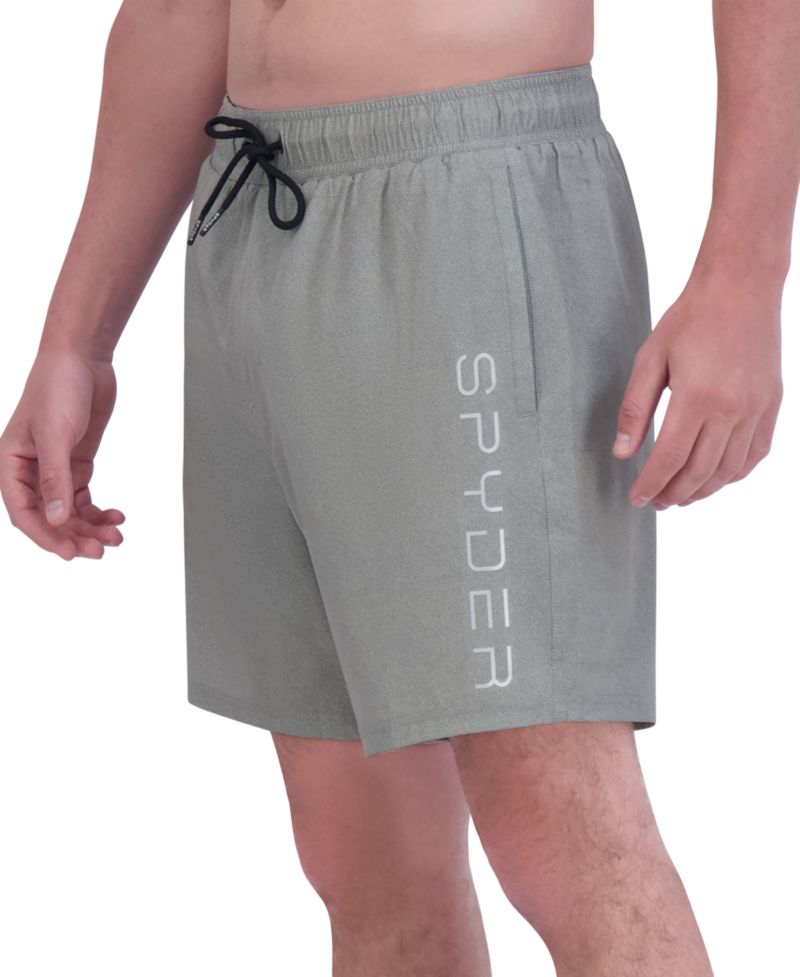 Men's Stretch Twill-Print 7" Swim Trunks with Compression Liner
