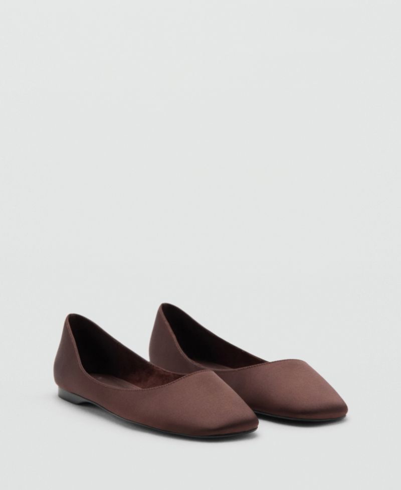 Women's Square-Toe Satin Ballet Flats