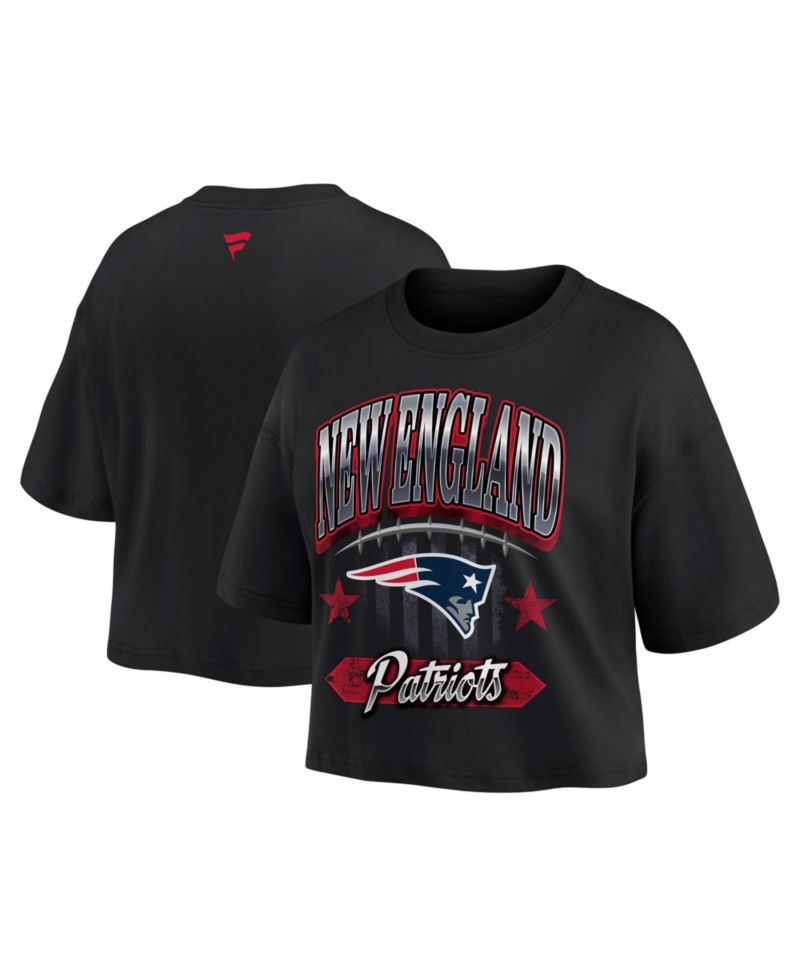 Women's Black New England Patriots Americana Cropped T-Shirt