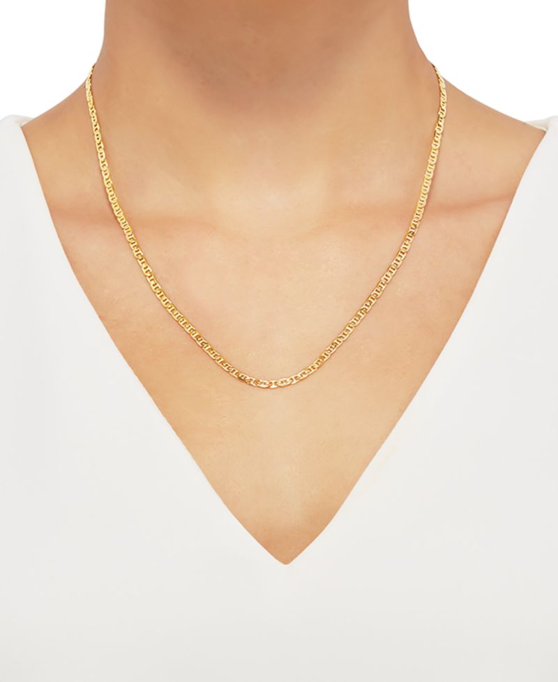 Mariner Link Chain Necklace 18"-20" in Sterling Silver or 18k Gold-Plated Sterling Silver
