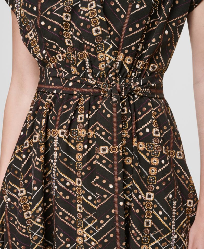 Women's Surplice Neck Faux-Wrap Midi Dress