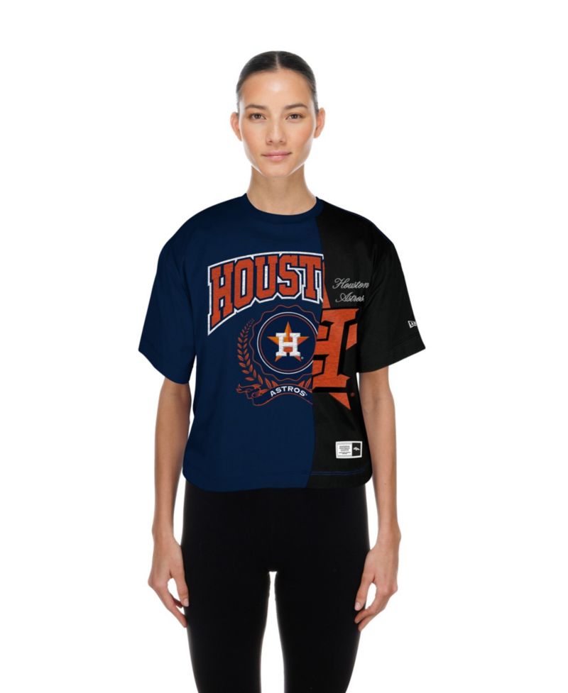 Women's Houston Astros Color Block Boxy Cropped T-Shirt