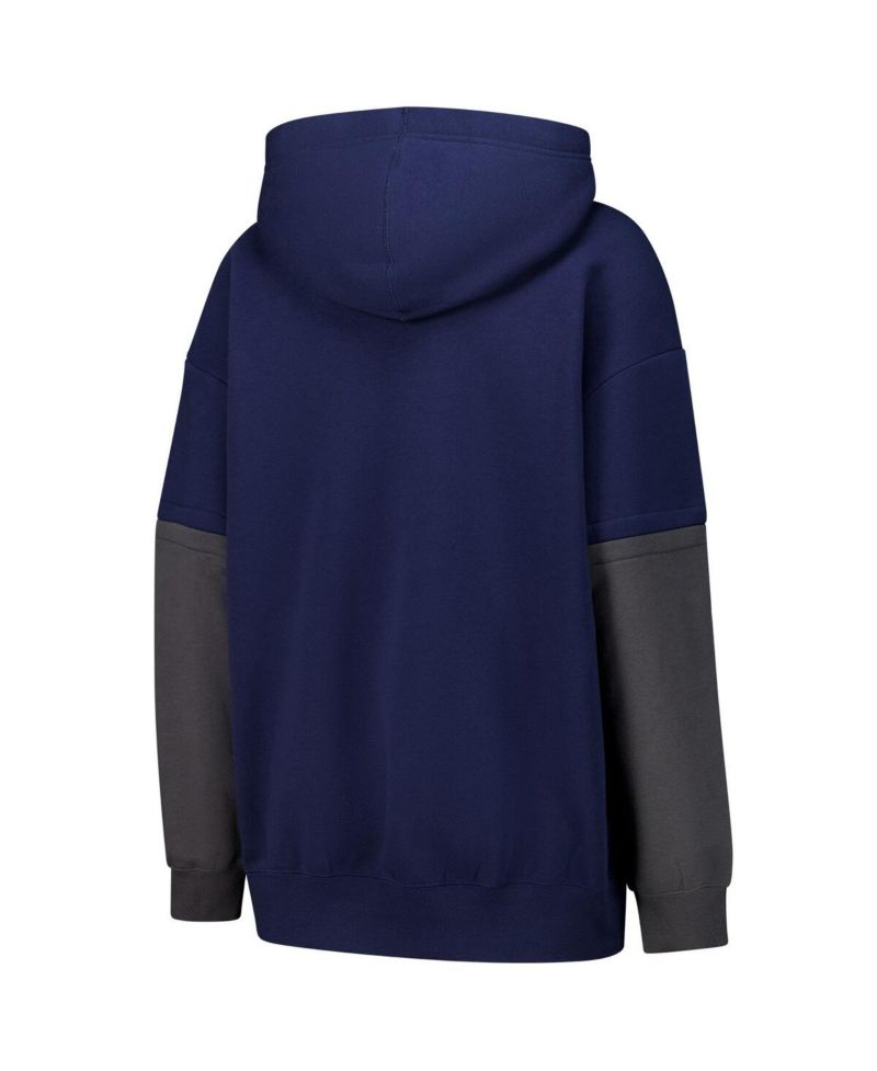 Women's Navy Color Block Essential Pullover Hoodie