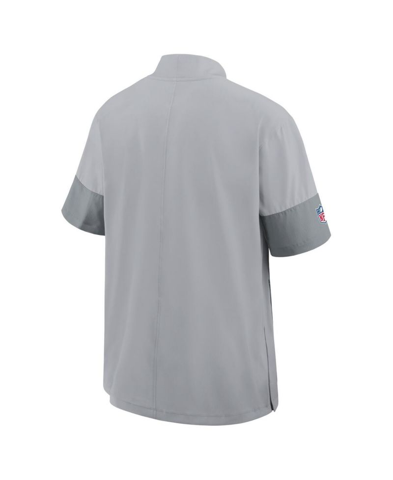 Men's Gray Detroit Lions Sideline Short Sleeve Quarter-Zip Performance Coach Jacket