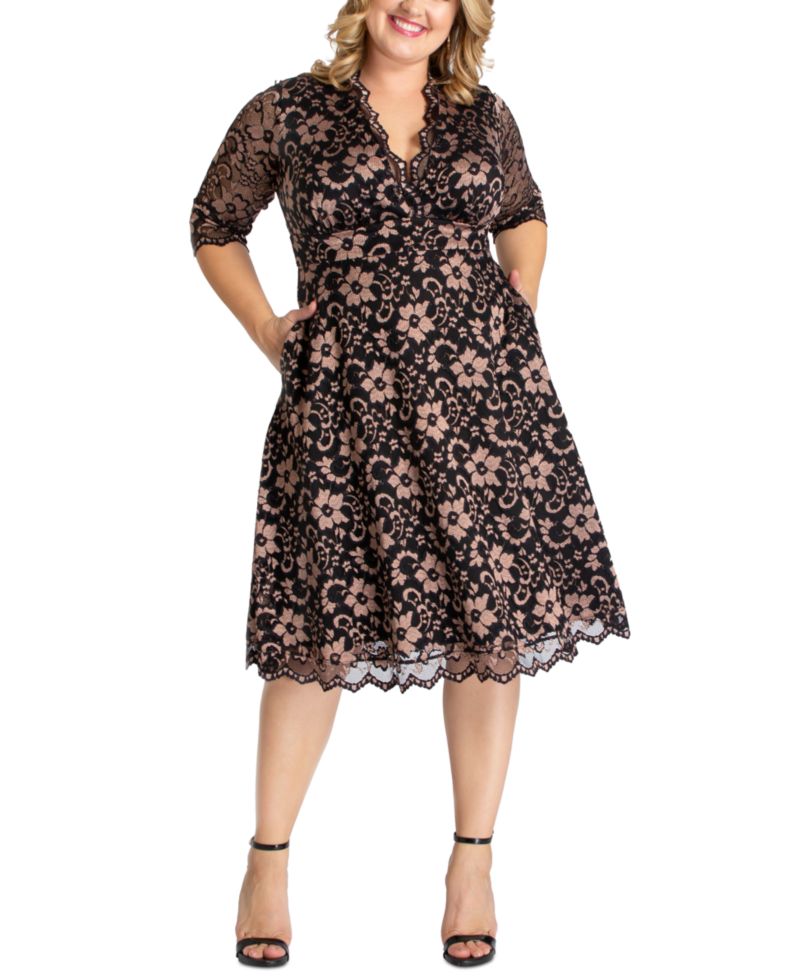 Plus Size Mon Cherie Floral Lace Cocktail Dress