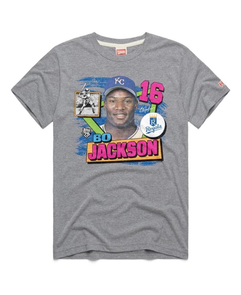 Men's Bo Jackson Heather Gray Kansas City Royals Topps 75 Remix Graphic T-Shirt