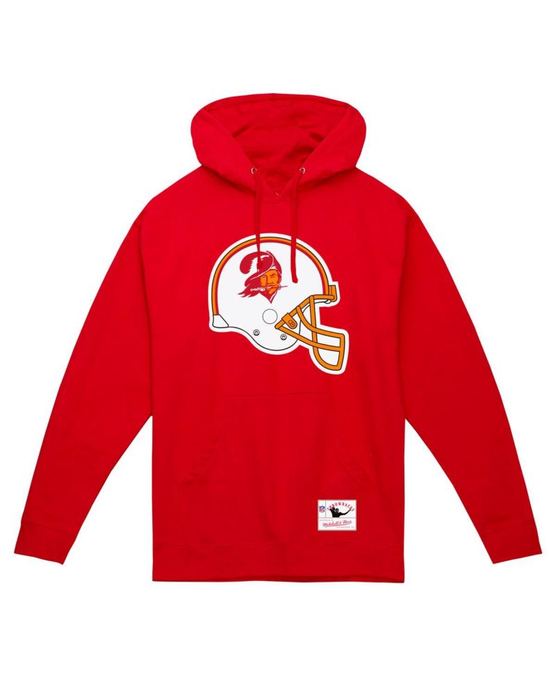 Men's Red Tampa Bay Buccaneers Helmet Logo Vintage Pullover Hoodie