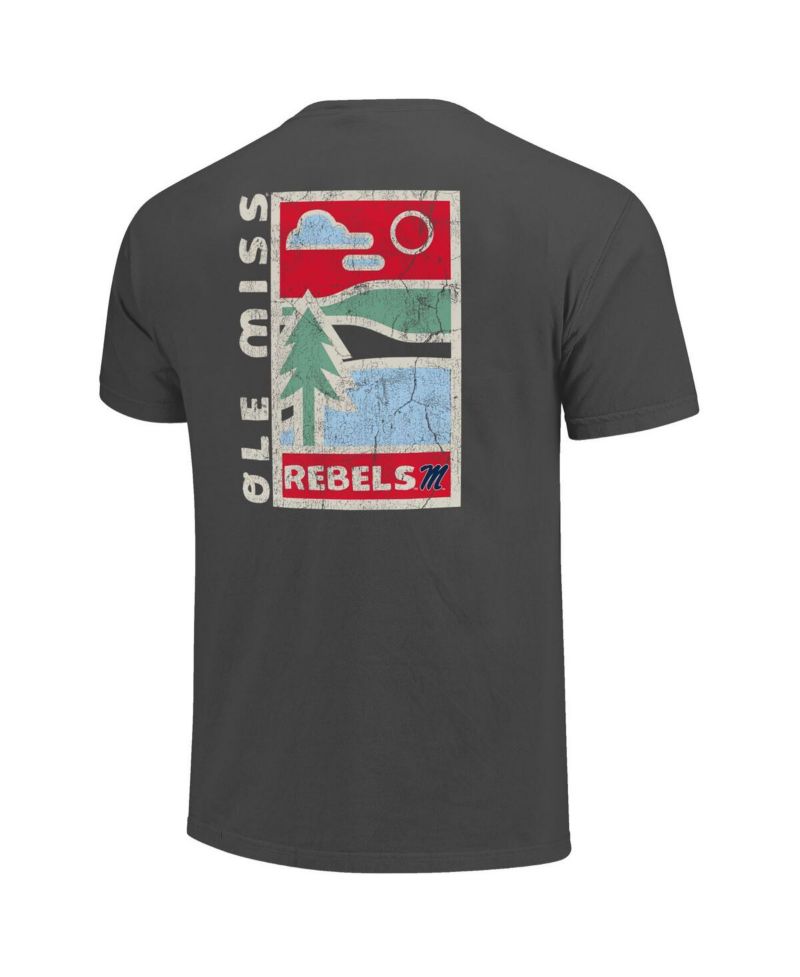 Men's Graphite Ole Miss Rebels Comfort Colors Minimal Vista Distressed Graphics T-Shirt