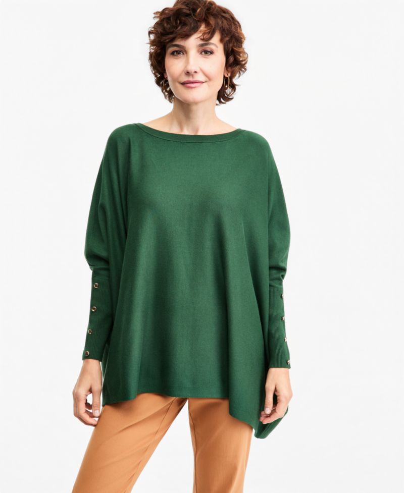 Plus Size Boatneck Poncho Sweater