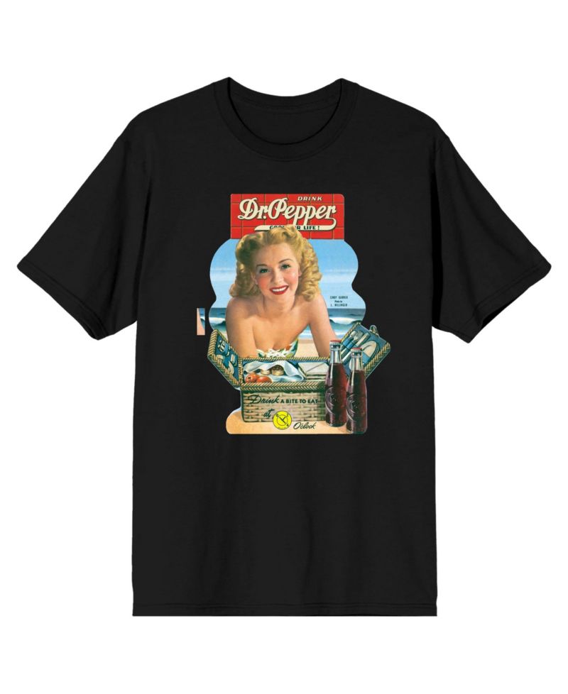 Men's Dr Pepper Vintage Advertisement Black Short Sleeve Tee-Small