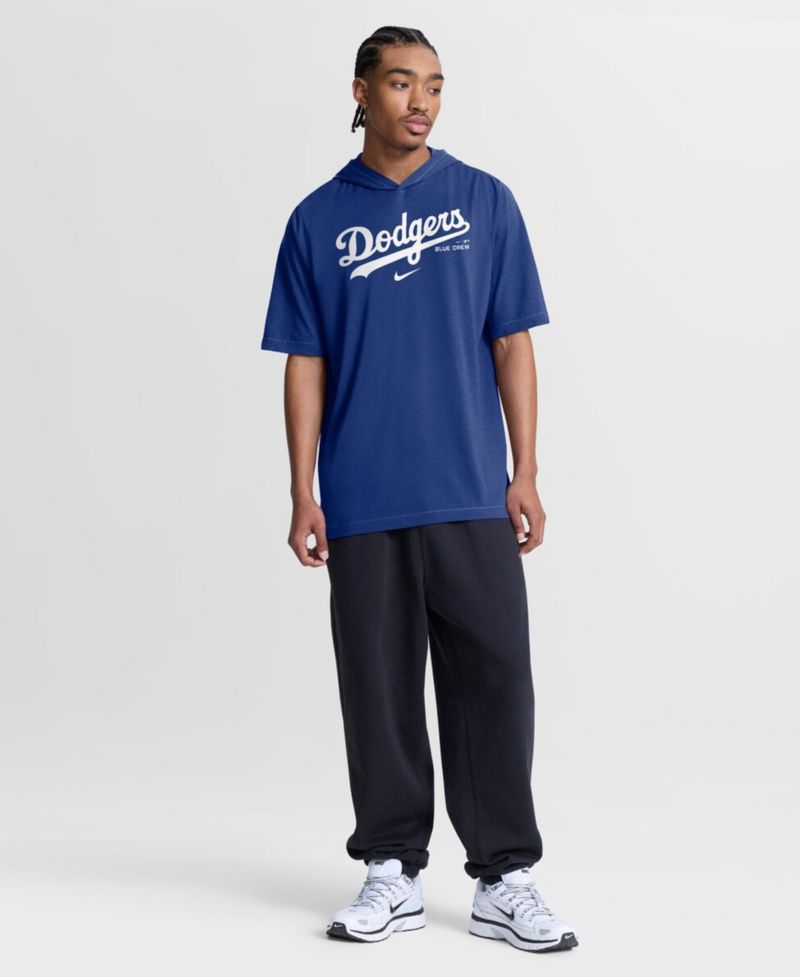 Men's Royal Los Angeles Dodgers Arched Wordmark Tri-Blend Hooded T-Shirt