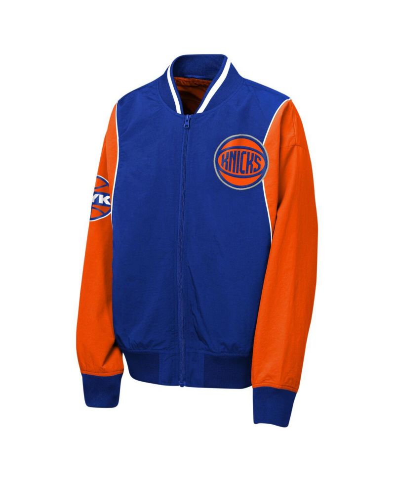 Big Boys and Girls Blue/Orange New York Knicks Two-Pointer Full-Zip Windbreaker Jacket