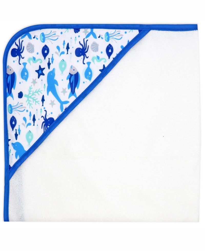 Boys and Girls 2 Pack Embroidered Hooded Bath Towel and Wash Cloth Set