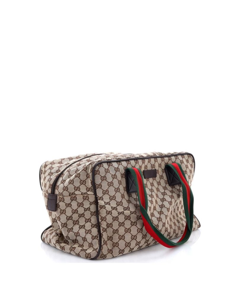 Large Web Strap Side Snap Carry On Duffle Bag GG Canvas