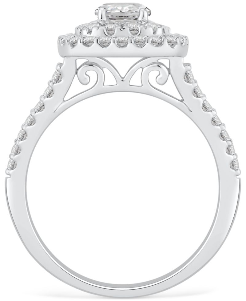 GIA Certified Diamond Double Halo Engagement Ring (1-1/4 ct. t.w.) in 14k White Gold
