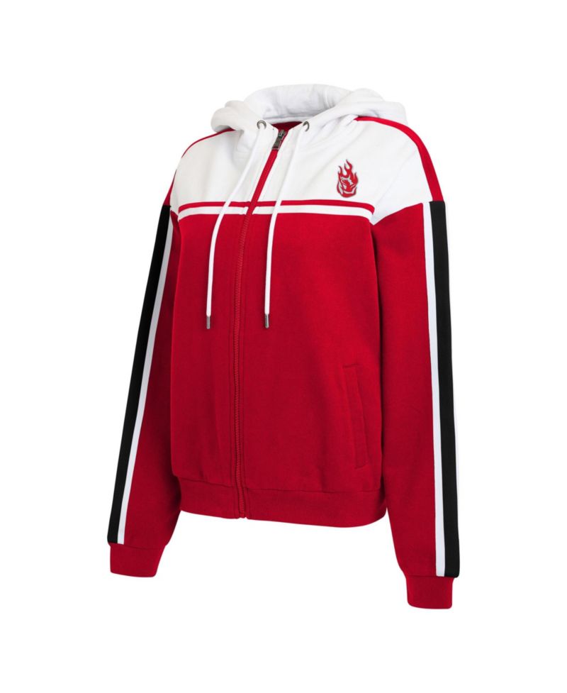 Women's Red/White Portland Fire Color Blocked Full-Zip Hoodie