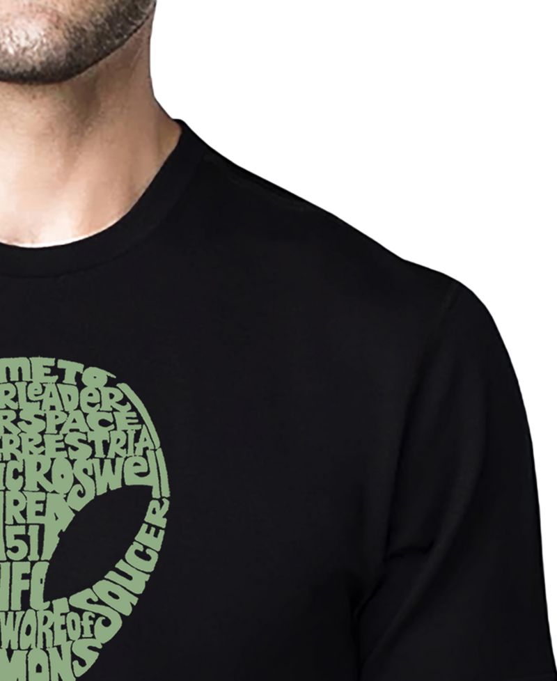 Men's Alien Extraterrestrial Word Art Cotton and Polyester Blend T-Shirt