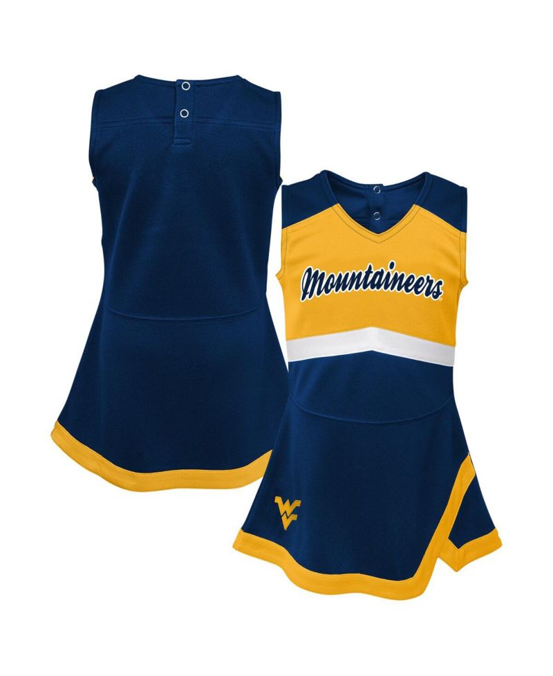 Big Girls Navy West Virginia Mountaineers Cheer Captain Jumper Dress