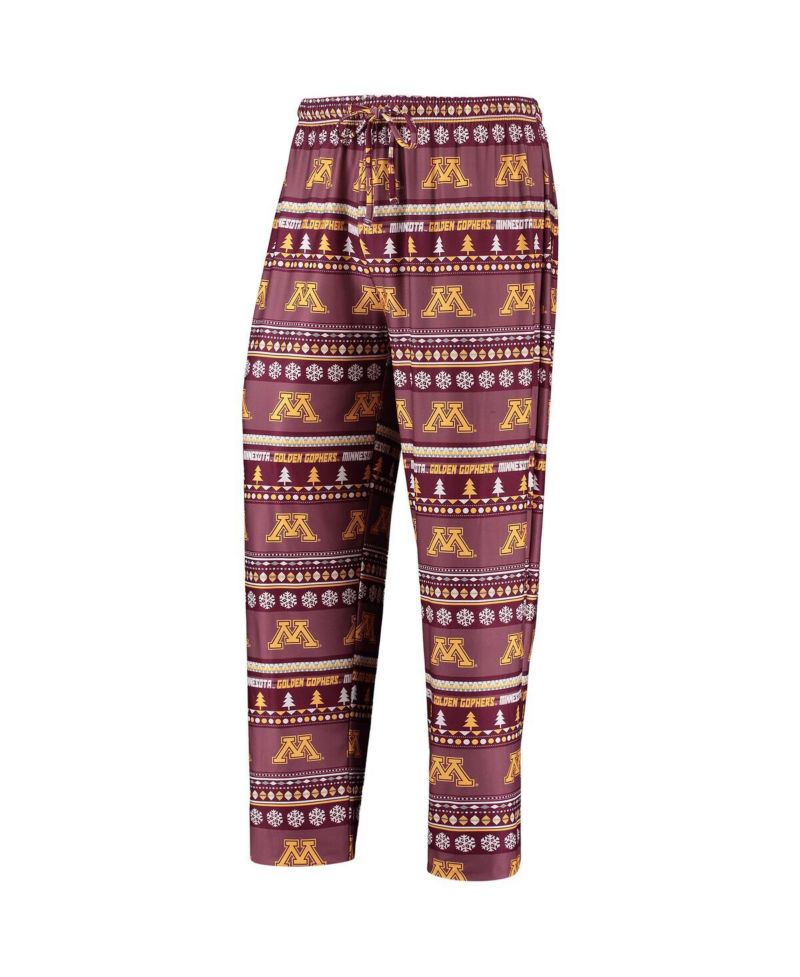 Men's Maroon Minnesota Golden Gophers Ugly Sweater Long Sleeve T-shirt and Pants Sleep Set