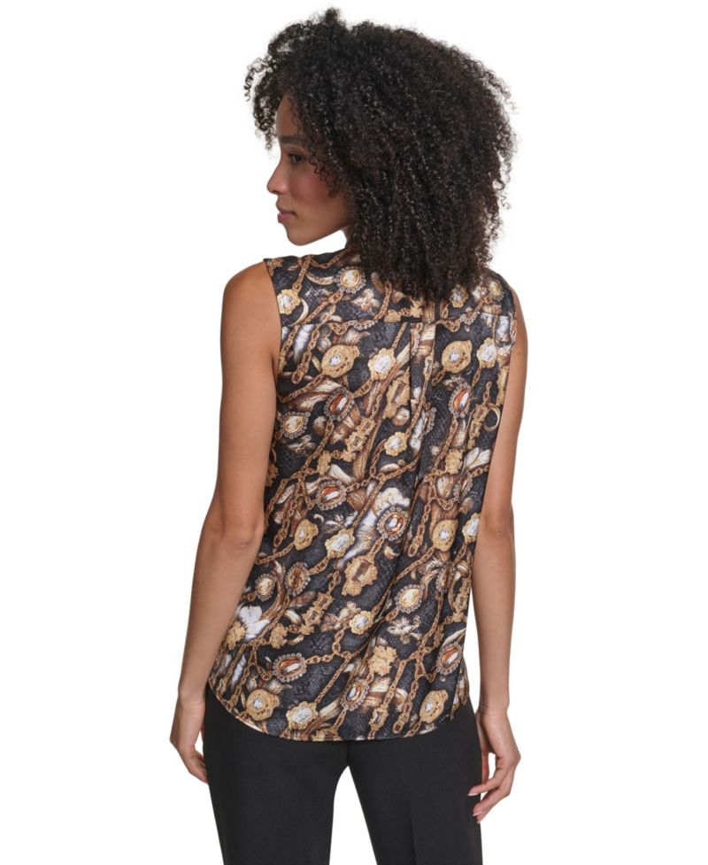 Women's Sleeveless Tie-Neck Blouse