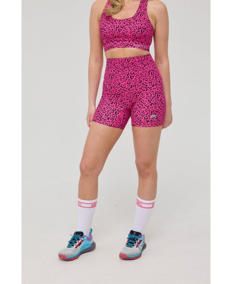 Women's Infinite High Waisted Shorts - Pink Leopard