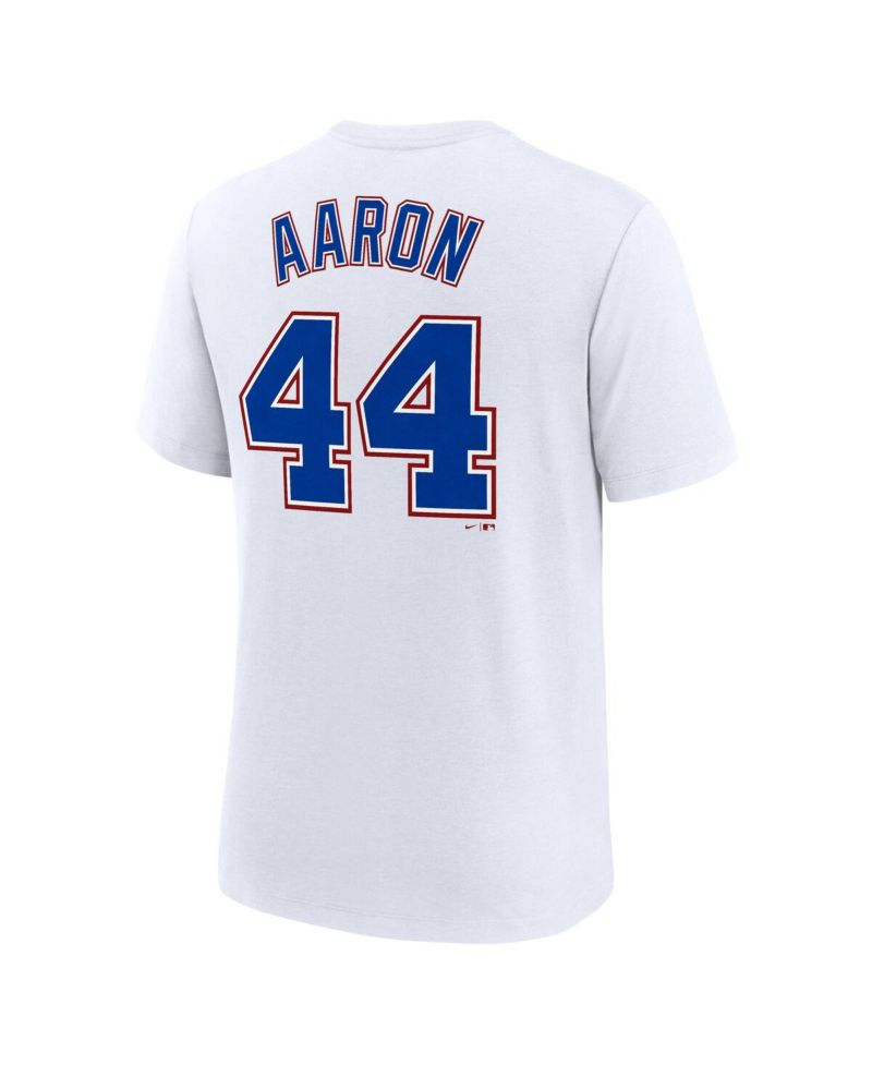 Men's Hank Aaron White Atlanta Braves Cooperstown Collection Tri-Blend Name & Number T-Shirt