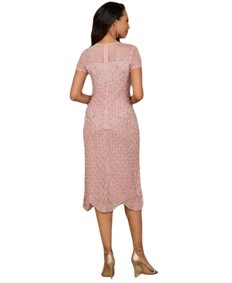 Women's Beaded Midi Dress with Cap Sleeves