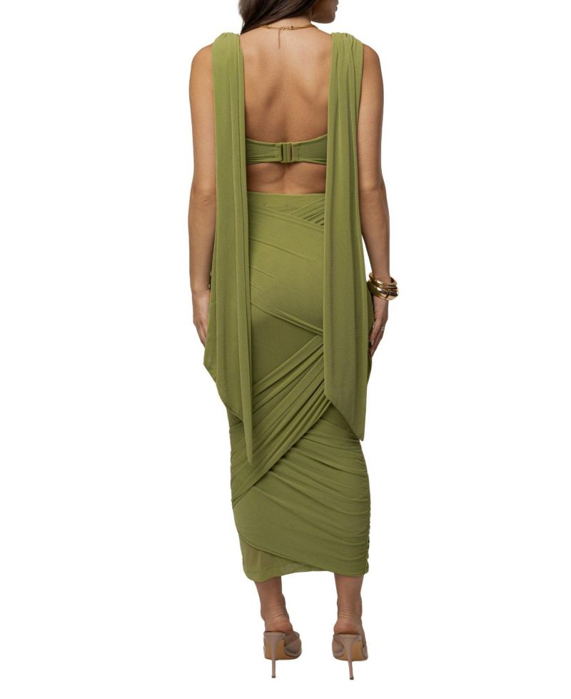 Women's Divine Drape Cowl Neck Draped Top and Skirt Set
