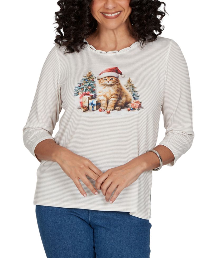 Women's Classic Santa Cat Knit Top