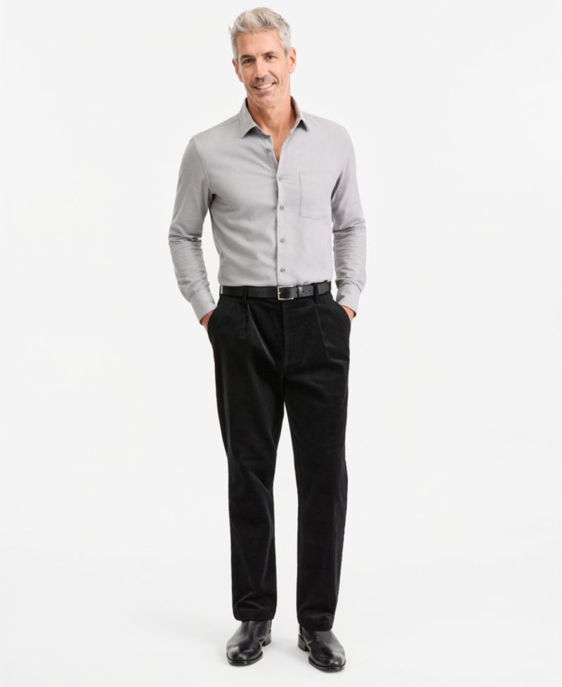 Men's Pleated Corded Pants