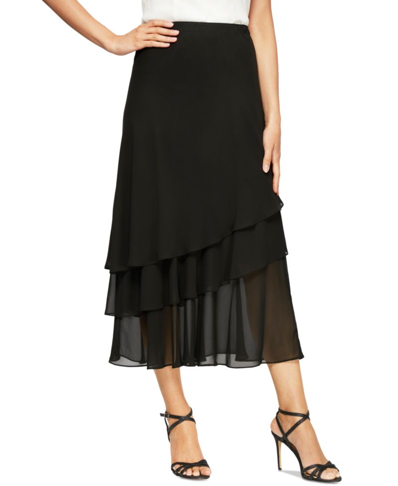 Tiered Chiffon Midi Skirt