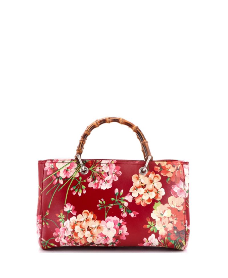Medium Bamboo Shopper Tote Blooms Print Leather