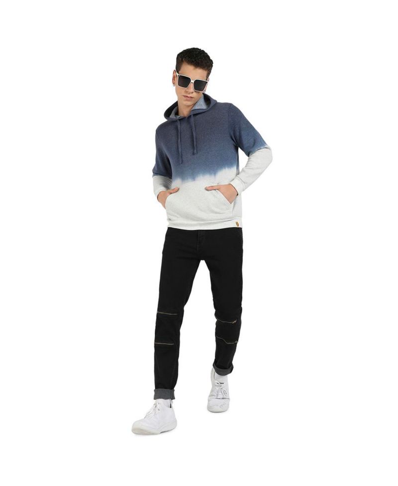 Men's Blue and Grey Pullover Ombre Sweatshirt With Ribbed Hem