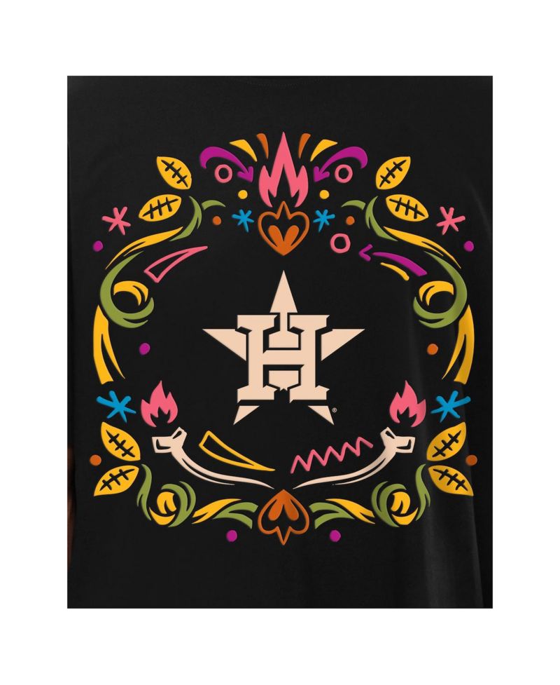 Men's Black Houston Astros Día de los Muertos Washed Oversized T-Shirt