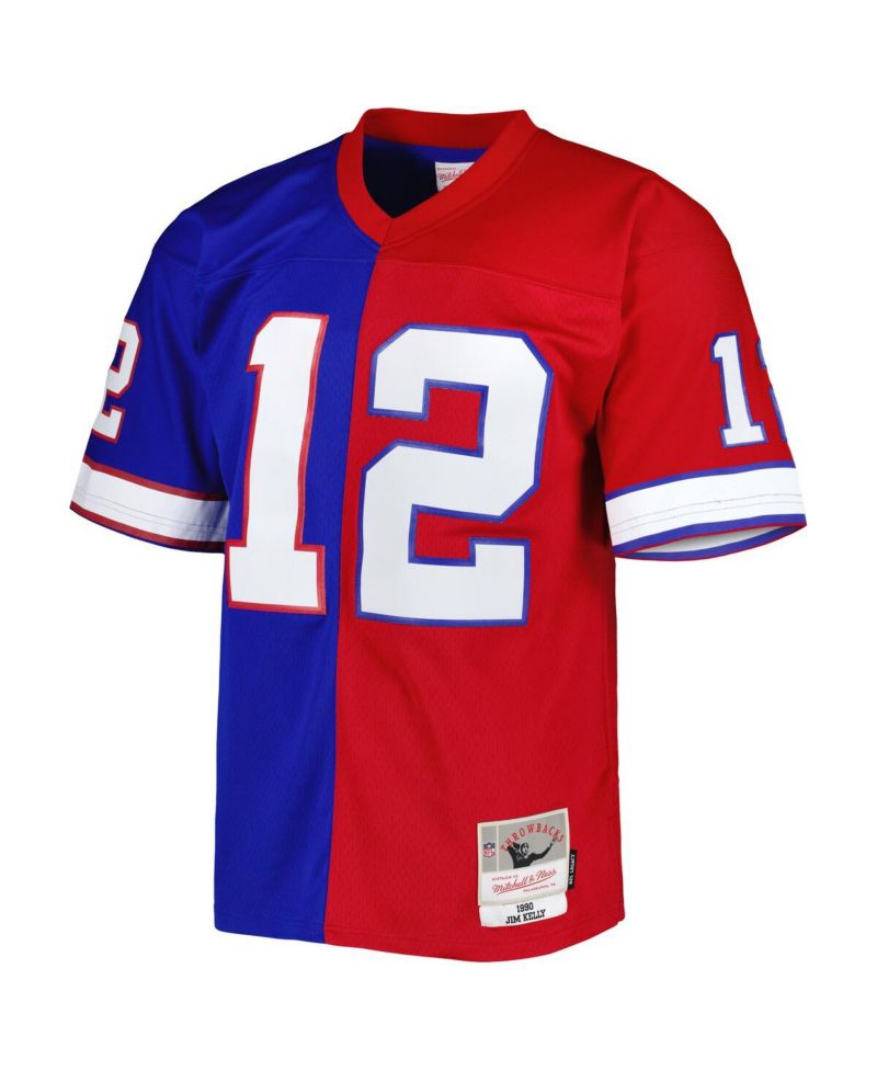 Men's Jim Kelly Royal and Red Buffalo Bills 1990 Split Legacy Replica Jersey