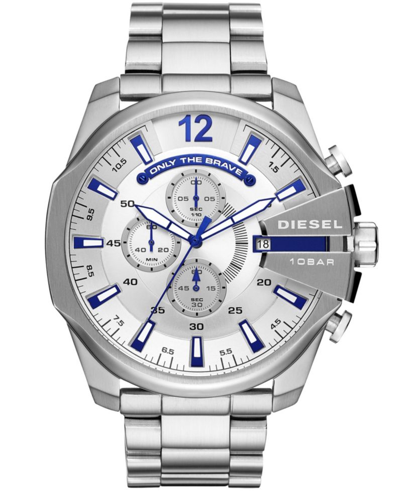 Men's Mega Chief Chronograph Silver-Tone Stainless Steel Watch 51mm
