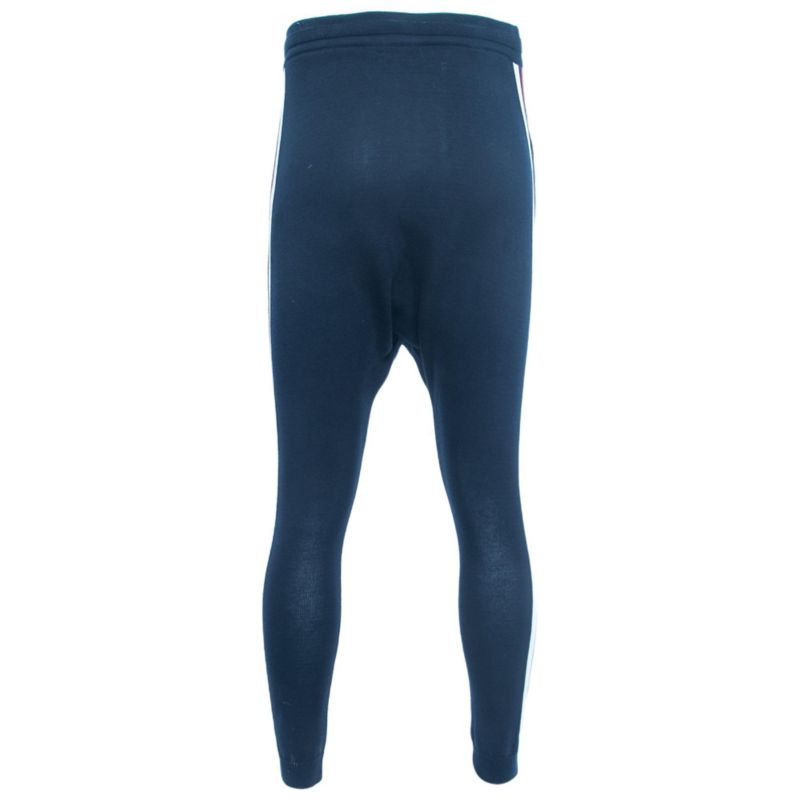 Men's Navy Blue Cotton Side Stripe Detail Drawstring Yoga Pants