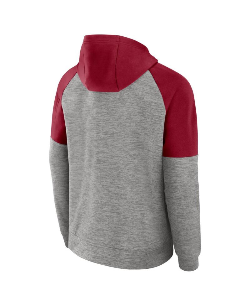 Men's Heather Gray Alabama Crimson Tide Fitness Raglan Performance Full-Zip Hoodie
